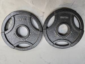lot 13 image: Lot of two 5Lb Fitness Gear 2-Inch Weight Plates (Used, Like new)