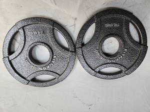 lot 14 image: Lot of two 5Lb Fitness Gear 2-Inch Weight Plates ( Used, Like new)