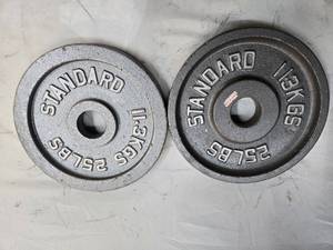 lot 19 image: Lot of Two 25Lb Standard 2-Inch Weight Plates ( Used, Excellent Condition)