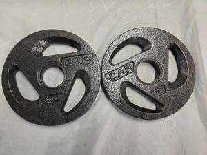 lot 32 image: Lot of Two 10LB Cap 2-inch Metal Weight Plates