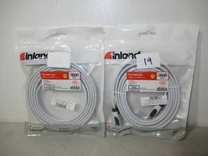 lot 19 image: Set of 2 Inland HDMI Male to HDMI Male Flat Video Cable 6 ft. - White