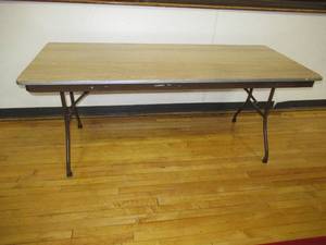 lot 45 image: 6 Foot Folding Table-Oak