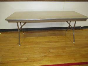 lot 49 image: 6 Foot Folding Table-Almond