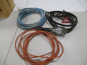 lot 63 image: Mixed Lot Garage Items-Work Light-Jumper Cables-50 ft Extension Cord