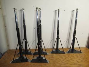 lot 69 image: Set of 6 Metal Adjustable Legs w Swivel Feet-Black
