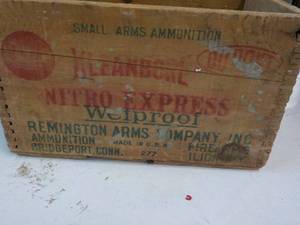 lot 13 image: Vintage Ammunition Wood Box 9 x 14 ...