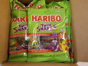 lot 20 image: 12 ct 4 oz bags Haribo Twin Snacks ...