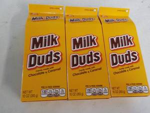 lot 253 image: 3 ct Milk Duds 10 oz boxes past be...