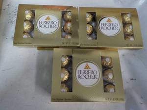 lot 263 image: 3 ct Ferrero Rocher 5.3 oz boxes...