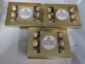 lot 265 image: 3 ct Ferrero Rocher 5.3 oz boxes...