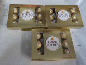 lot 267 image: 3 ct Ferrero Rocher 5.3 oz boxes...
