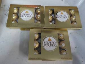 lot 268 image: 3 ct Ferrero Rocher 5.3 oz boxes...