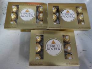 lot 269 image: 3 ct Ferrero Rocher 5.3 oz boxes...