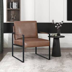 lot 17 image: Lexicon Faux Leather Modern Accent Chair (Brown)