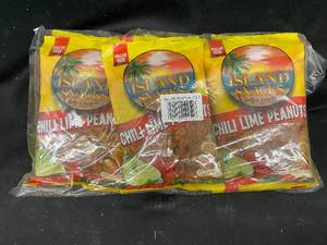 lot 27 image: QQ - Value Size Pack of Island Snacks Chili Lime Peanuts - 3 Bags