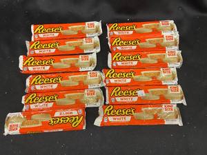 lot 105 image: U - Lot of 12 King Size Reeses White Peanut Butter Cups - Best By 052025