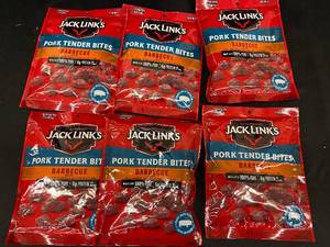 lot 280 image: F - Lot of 6 Jack Links Barbecue Pork Tender Bites - 3.25 oz Each