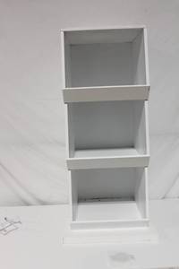 lot 8 image: Used Three-Shelf White Display Stand for Retail or Home Use