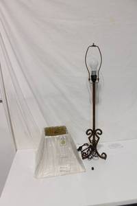 lot 36 image: Vintage Floor Lamp with New White Foss Shade