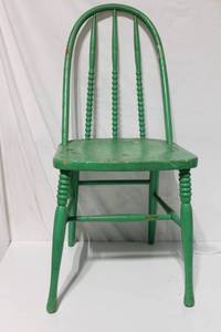 lot 39 image: Vintage Green Wooden Chair with Spindle Back