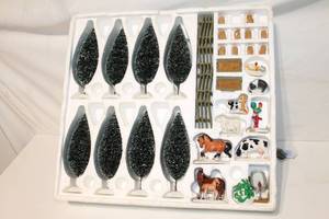 lot 43 image: Collection of Miniature Farm Animal Figurines and Accessories