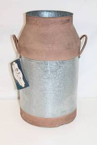 lot 45 image: Vintage Galvanized Metal and Clay Garden Container by Deer Park Ironworks