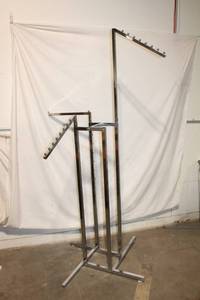 lot 46 image: Heavy-Duty Chrome Coat Rack with Multiple Hooks