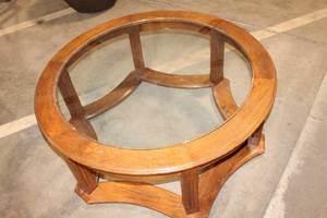 lot A-50 image: Vintage Keith Hanstad Coffee Table with Glass Top