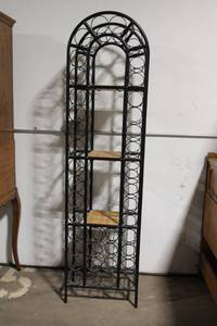 lot 77 image: Vintage Metal and Wood Display Shelf with Arched Top