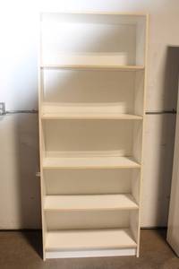 lot 82 image: Standard White Bookshelf with 5 Adjustable Shelves