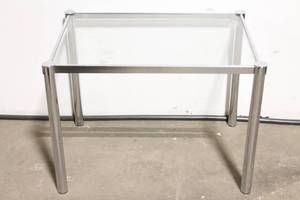 lot 85 image: Modern Glass Top Coffee Table with Chrome Frame