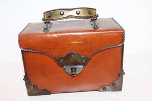 lot 95 image: Vintage Leather Satchel with Metal Accents