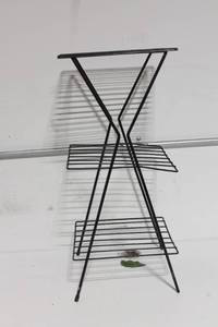 lot 99 image: Black Metal Folding Storage Rack with Two Shelves