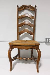 lot 108 image: Vintage Wooden Ladder Back Chair with Woven Seat