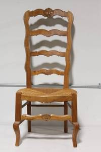 lot 115 image: Vintage Handcrafted Wooden Chair with Woven Seat