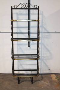 lot 125 image: Elegant Black and Brass Metal Display Rack with Four Shelves