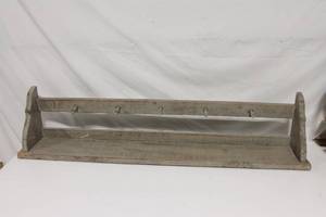 lot 143 image: Rustic Wooden Wall Shelf with 5 Hooks
