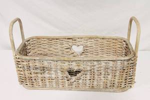 lot 152 image: Vintage Woven Basket with Heart-Shaped Cutouts