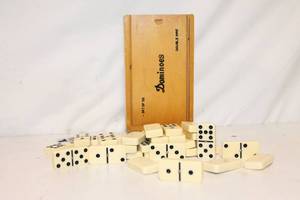 lot 159 image: Set of 55 Dominoes in Wooden Box - Double Nine Game