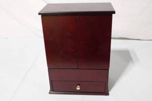 lot 166 image: Wooden Jewelry Box with Drawer and Hooks