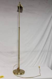 lot 201 image: Vintage Brass Floor Lamp with Adjustable Head and Unique Design