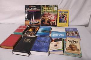 lot 211 image: Collection of Books Including Holy Bible, Poetry, and DIY Guides
