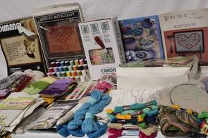 lot 222 image: Large Crafting Lot with Latch Hook Kits, Yarn, Patterns, and More