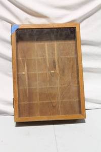 lot 229 image: Wooden Shadow Box Display Case with Glass Front