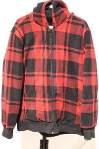 lot 279 image: Mossimo Supply Co. XL Red and Black Plaid Hoodie Jacket