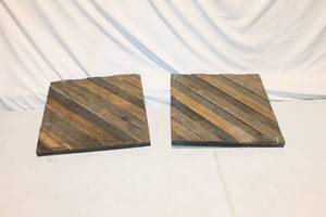 lot 323 image: Set of 2 Vintage Wooden Display Bases with Diagonal Stripes