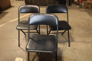 lot 374 image: Set of 3 Commercial Folding Chairs - Black