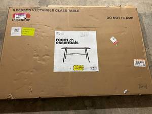 Room Essentails 6 Person Rectangle Glass Patio Table