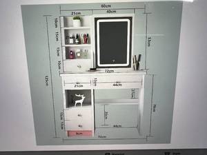 MONGMON Vanity Desk, Makeup Vanity Desk with Mirror and Lights