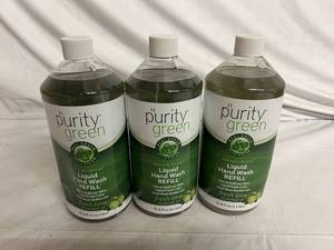 3 Bottles of Purity Green Fresh Lime Hand Wash Refill